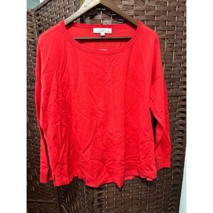 LOFT Petites Red‎ Knit Top Blouse Lightweight Pullover Long Sleeve  XLP